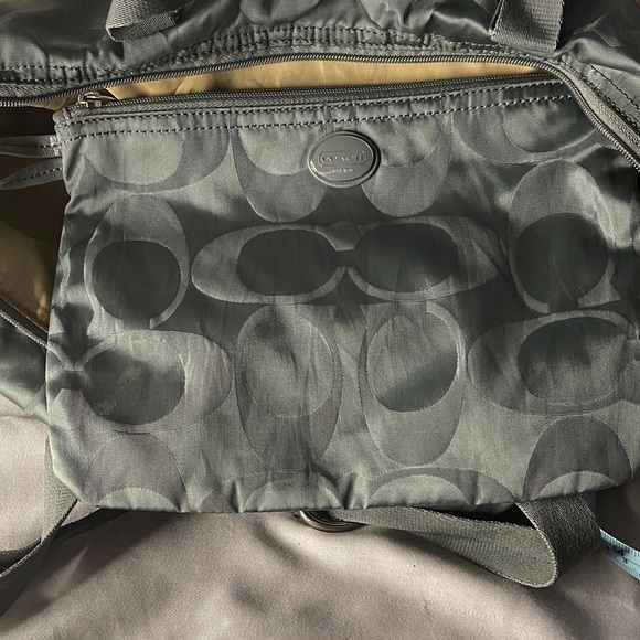Coach Gray Signature Nylon Tote with removable pouch Coach - Picture 3 of 8